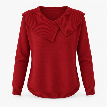 Matilda Relaxed Fit Sweater, Wide Ribbed Collar | Emory & Blanc