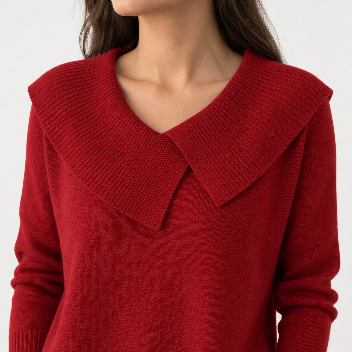 Matilda Relaxed Fit Sweater, Wide Ribbed Collar | Emory & Blanc