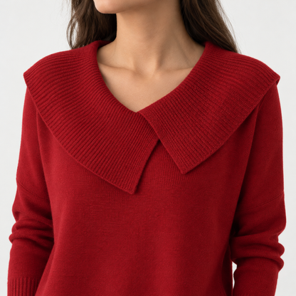 Matilda Relaxed Fit Sweater, Wide Ribbed Collar | Emory & Blanc