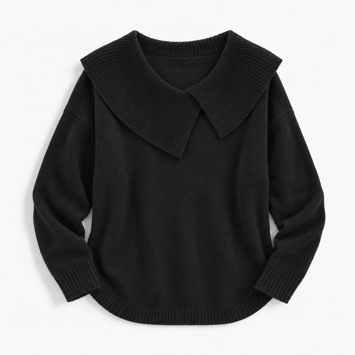 Matilda Relaxed Fit Sweater, Wide Ribbed Collar | Emory & Blanc