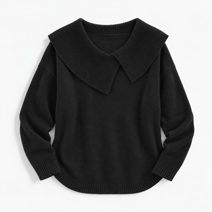 Matilda Relaxed Fit Sweater, Wide Ribbed Collar | Emory & Blanc