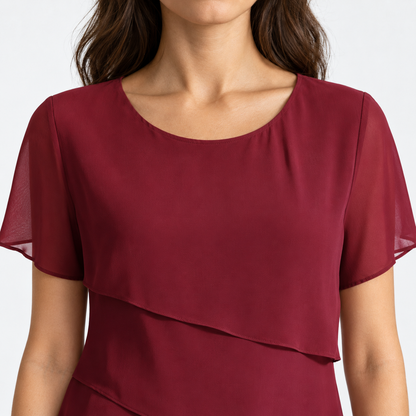 Melina Women's Lightweight Chiffon Tiered Dress | Emory & Blanc