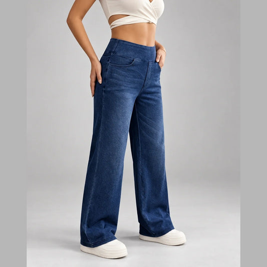 Mirella Breathable Wide Leg Jeans — Dark Blue | Emory & Blanc