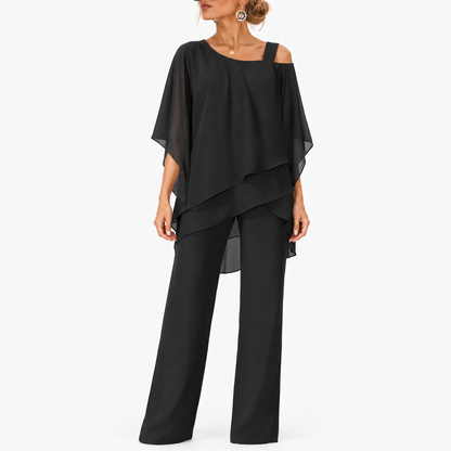 Mirelle Stretch Layered Two-Piece Set — Black | Emory & Blanc