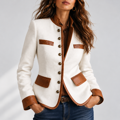 Mirette Comfort Contrast-Trim Tweed Jacket | Emory & Blanc
