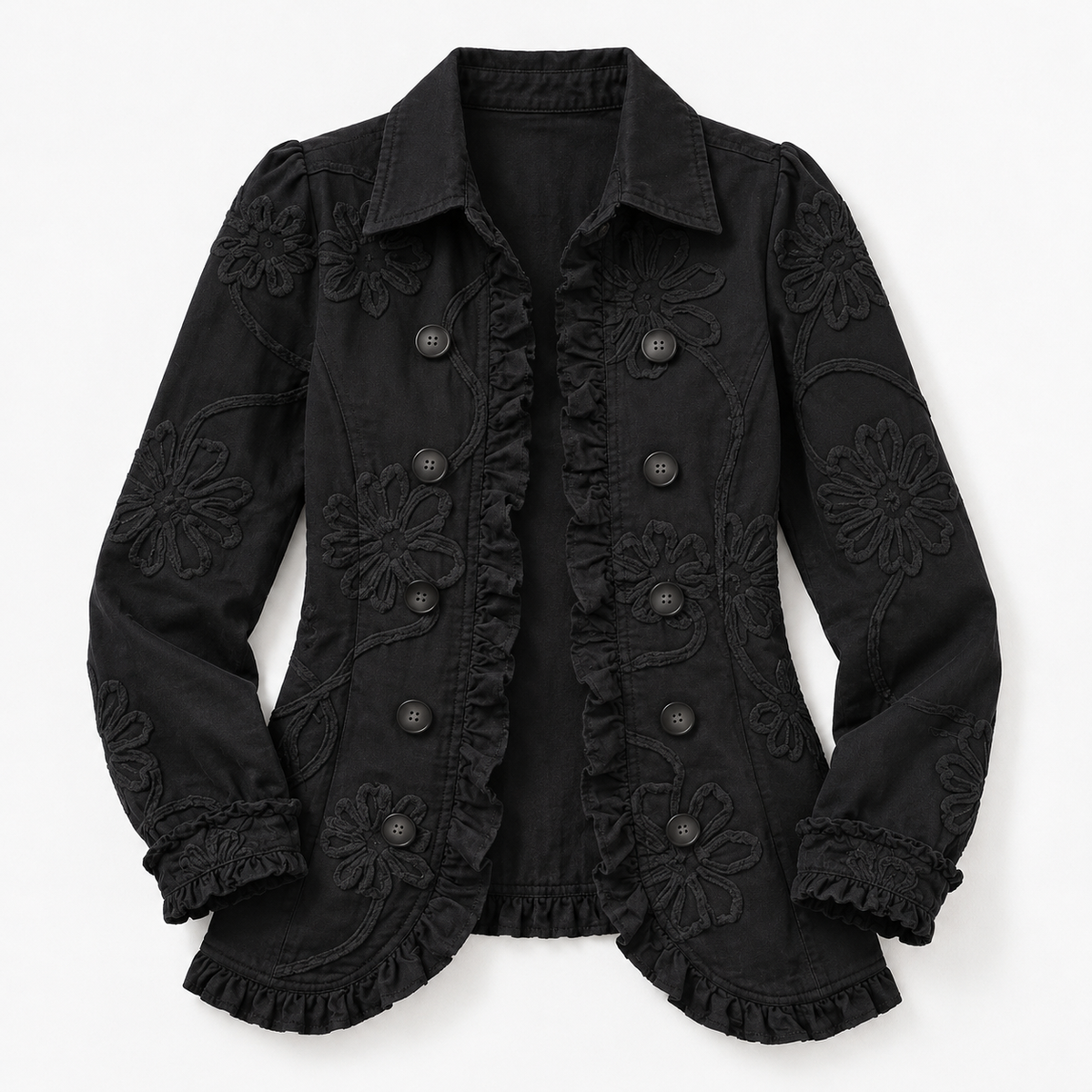 Nadia Comfort Ruffle Trim Jacket | Emory & Blanc
