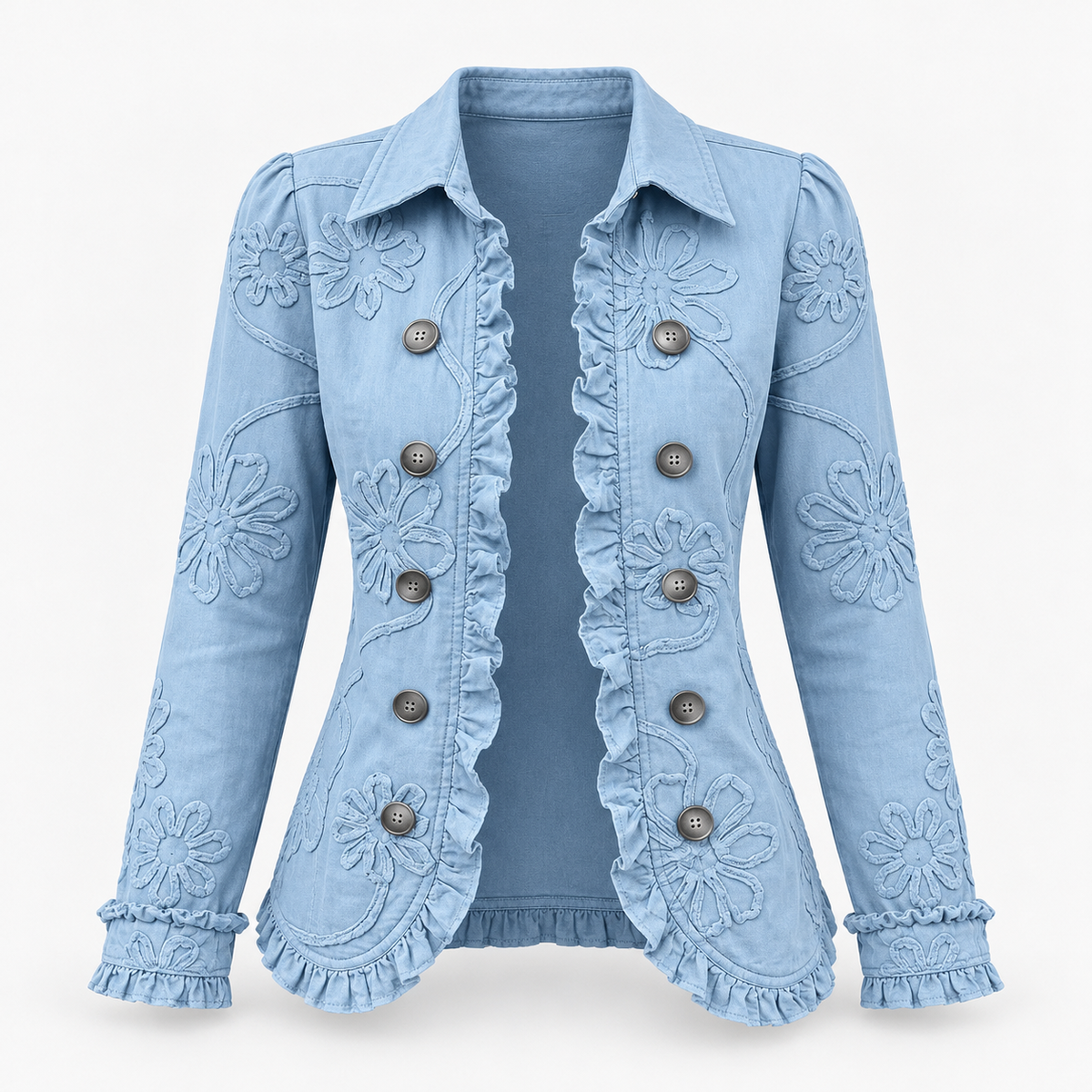 Nadia Comfort Ruffle Trim Jacket | Emory & Blanc