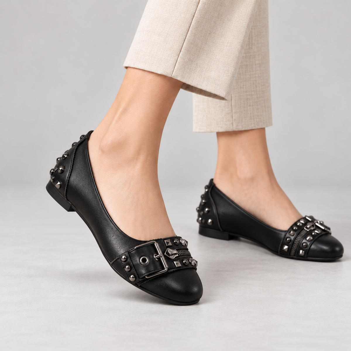 Nadine Women's Orthopedic Comfort Ballet Flats, Studded | Emory & Blanc
