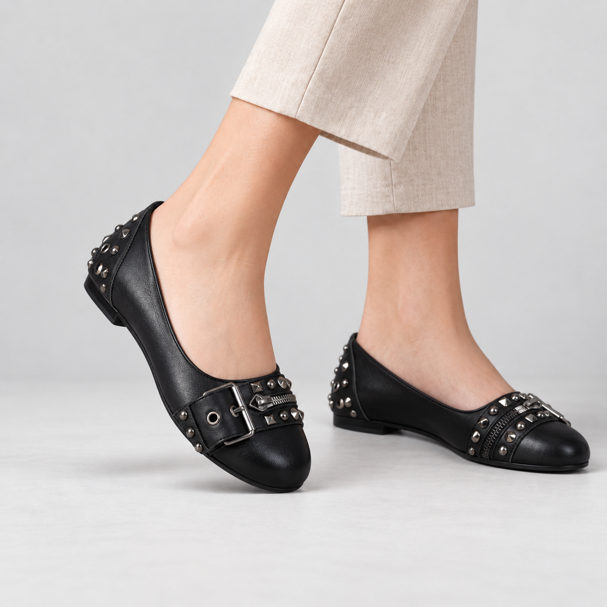 Nadine Women's Orthopedic Comfort Ballet Flats, Studded | Emory & Blanc