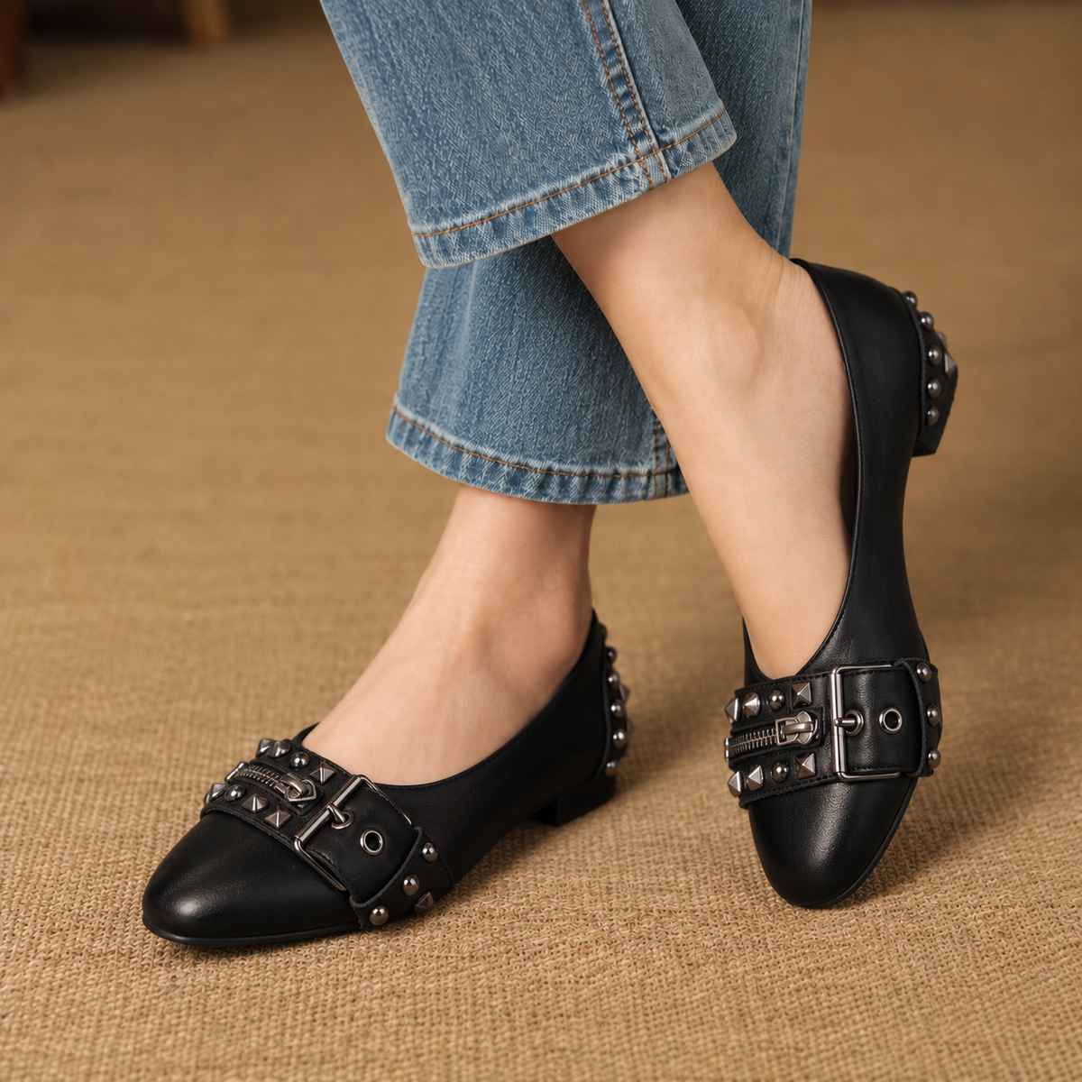 Nadine Women's Orthopedic Comfort Ballet Flats, Studded | Emory & Blanc