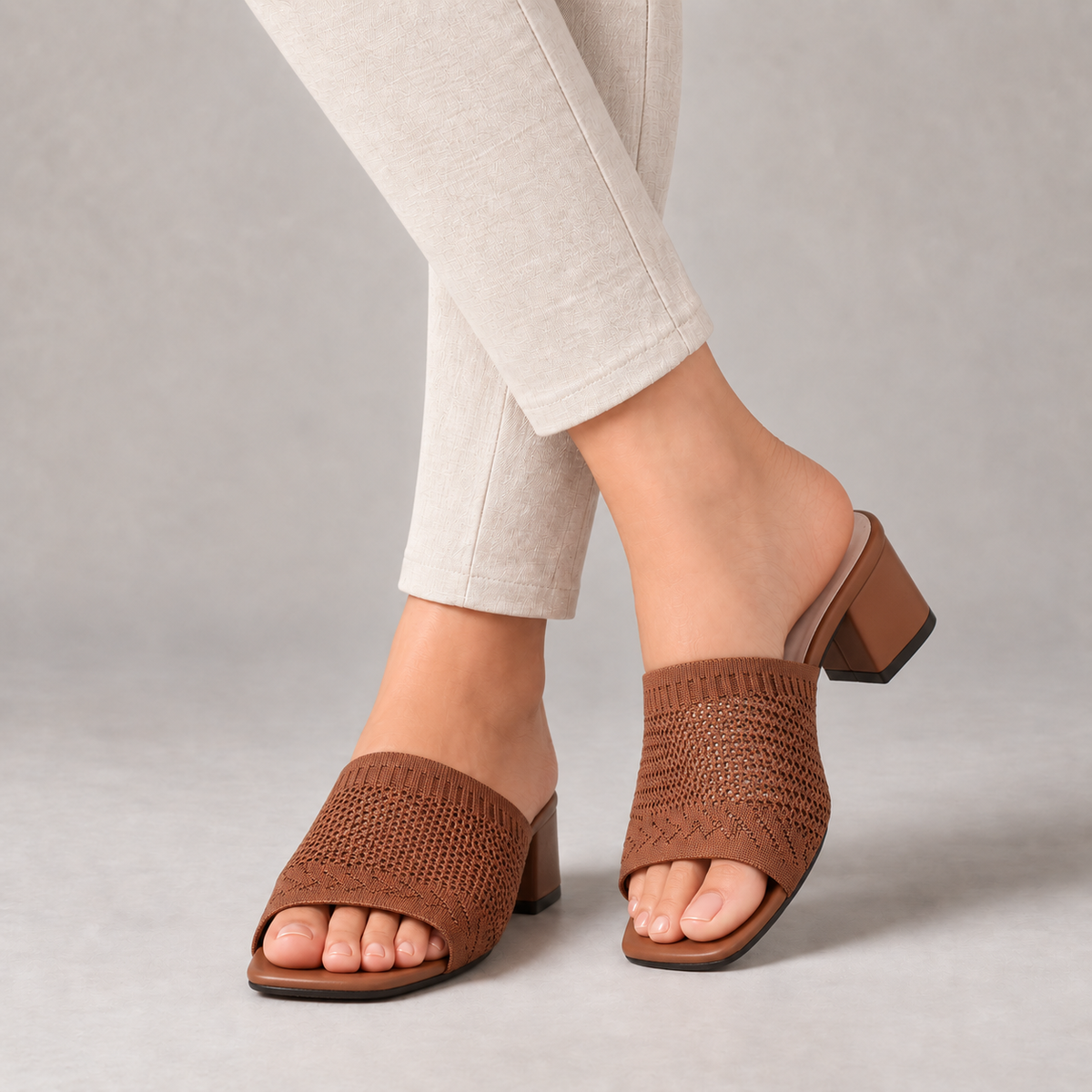 Nina Women's Everyday Comfort Block Heel Slides — Dark Brown | Emory & Blanc