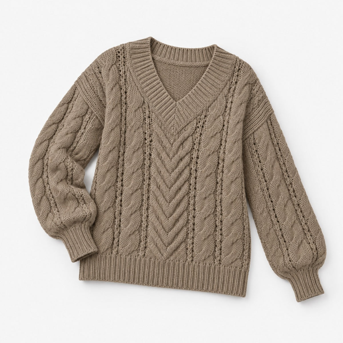 Ninette Breathable Cable-Knit V-Neck Sweater | Emory & Blanc
