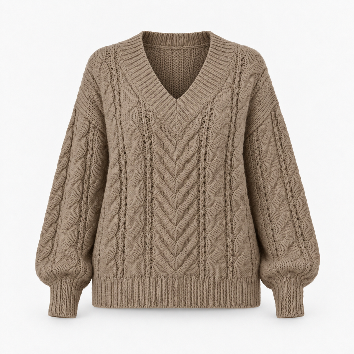 Ninette Breathable Cable-Knit V-Neck Sweater | Emory & Blanc