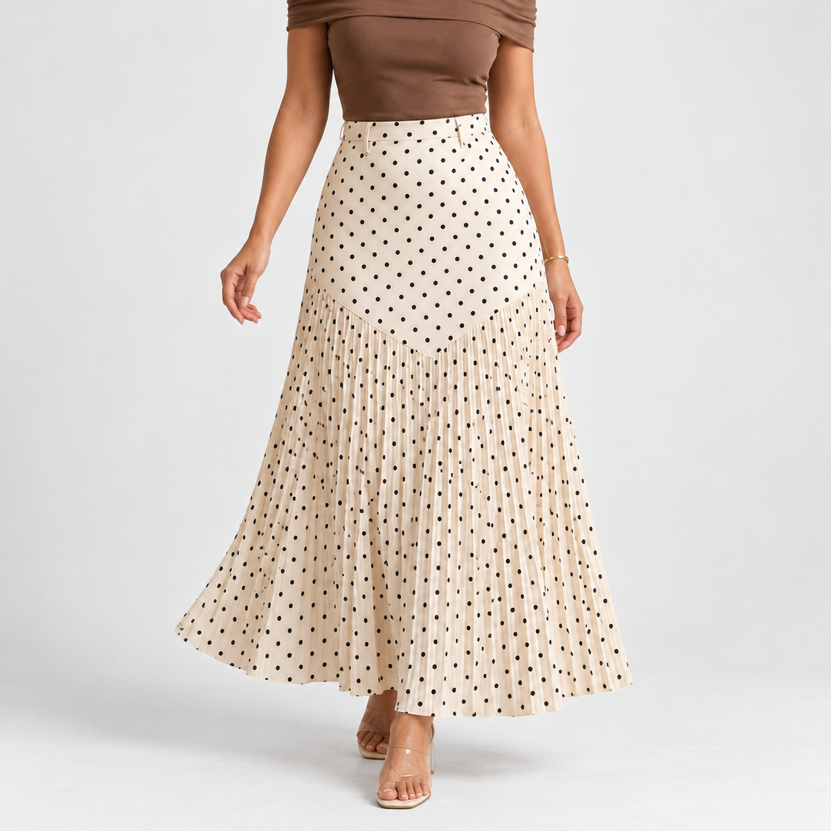 Noeline Soft Pleated Midi Skirt — White | Emory & Blanc