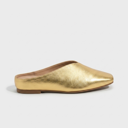 Noelle V-Cut Mule — Gold | Emory & Blanc