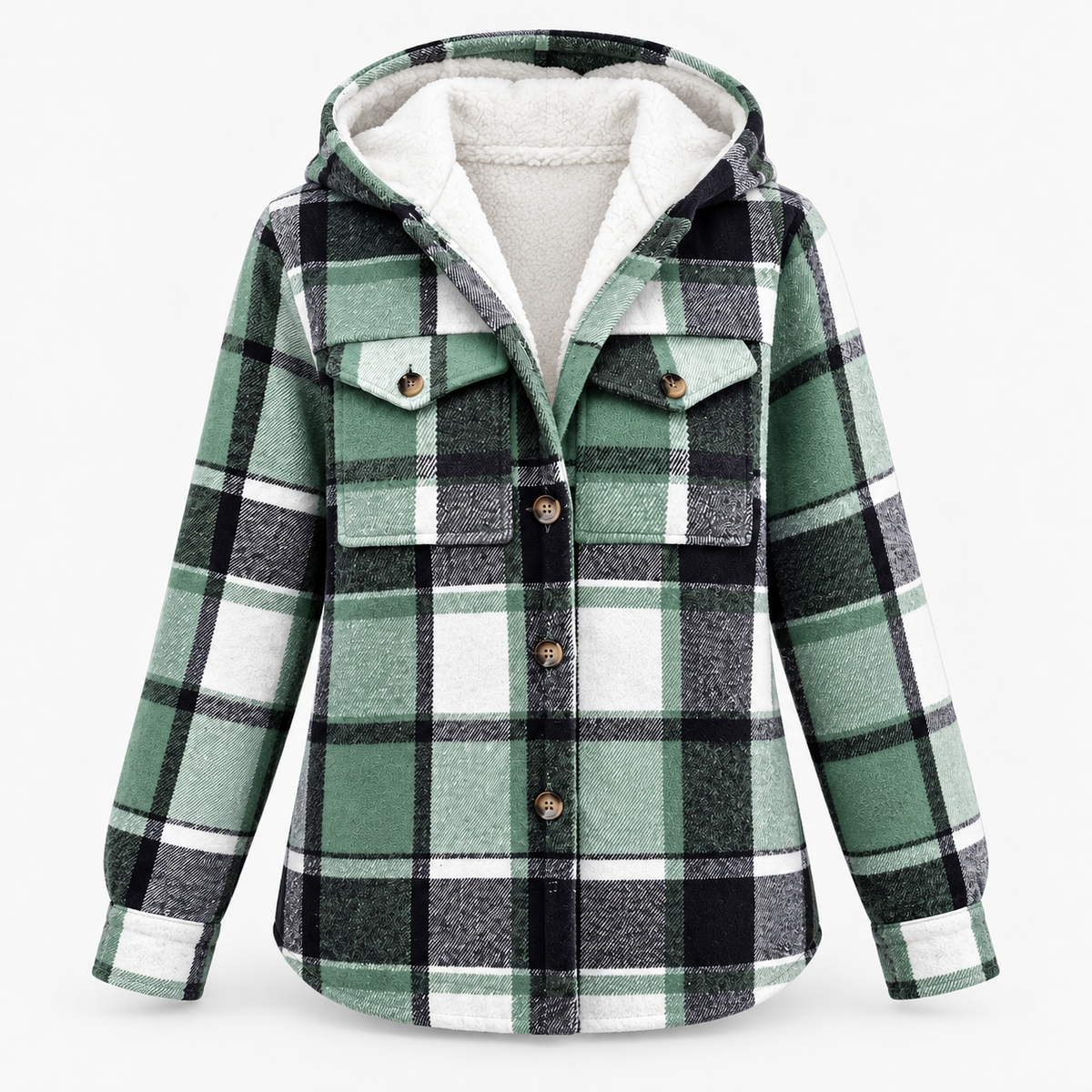 Odelia Breathable Plaid Shirt Jacket, Lined Hood | Emory & Blanc