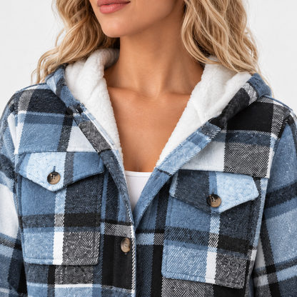 Odelia Breathable Plaid Shirt Jacket, Lined Hood | Emory & Blanc