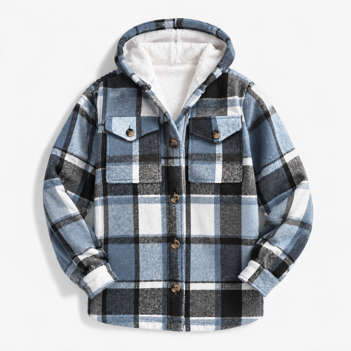 Odelia Breathable Plaid Shirt Jacket, Lined Hood | Emory & Blanc