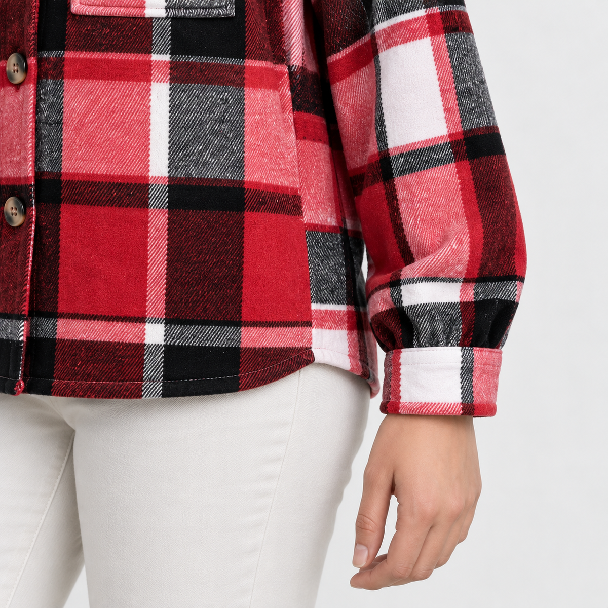 Odelia Breathable Plaid Shirt Jacket, Lined Hood | Emory & Blanc