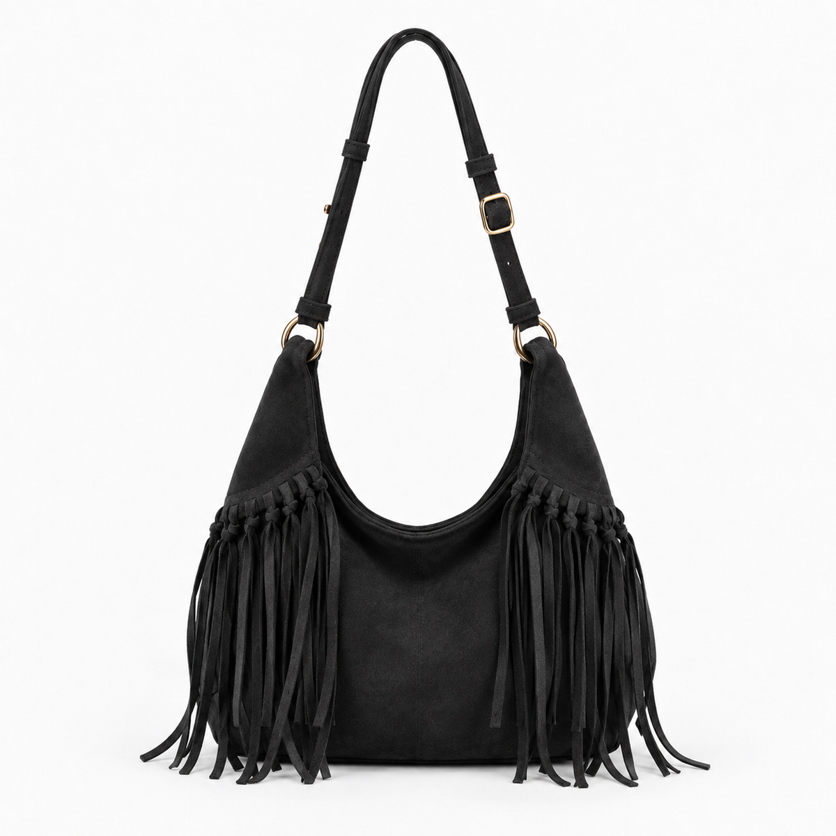 Odette Fringe Shoulder Bag — Black | Emory & Blanc