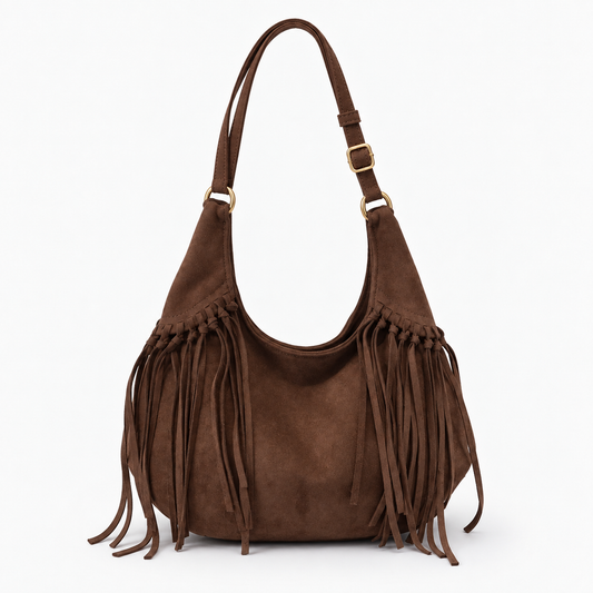 Odette Fringe Shoulder Bag — Dark Brown | Emory & Blanc