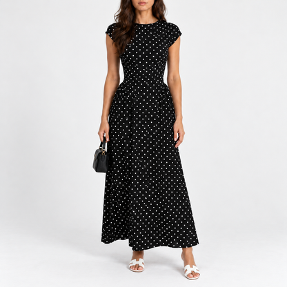Odile Comfort Polka Dot Dress, Cap Sleeve | Emory & Blanc