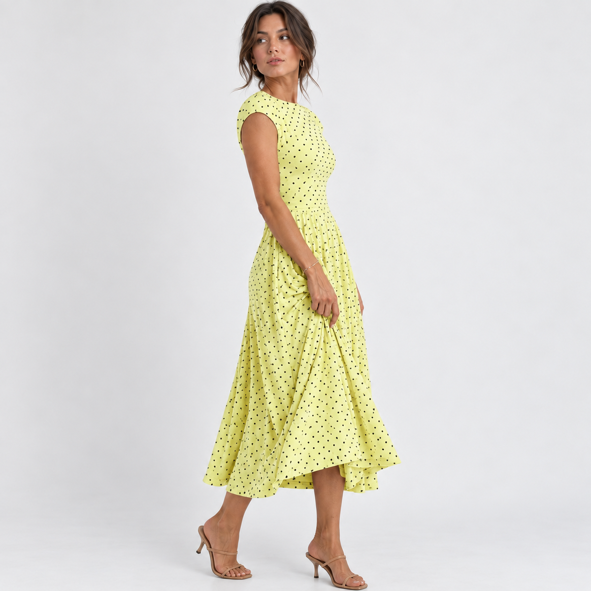 Odile Comfort Polka Dot Dress, Cap Sleeve | Emory & Blanc