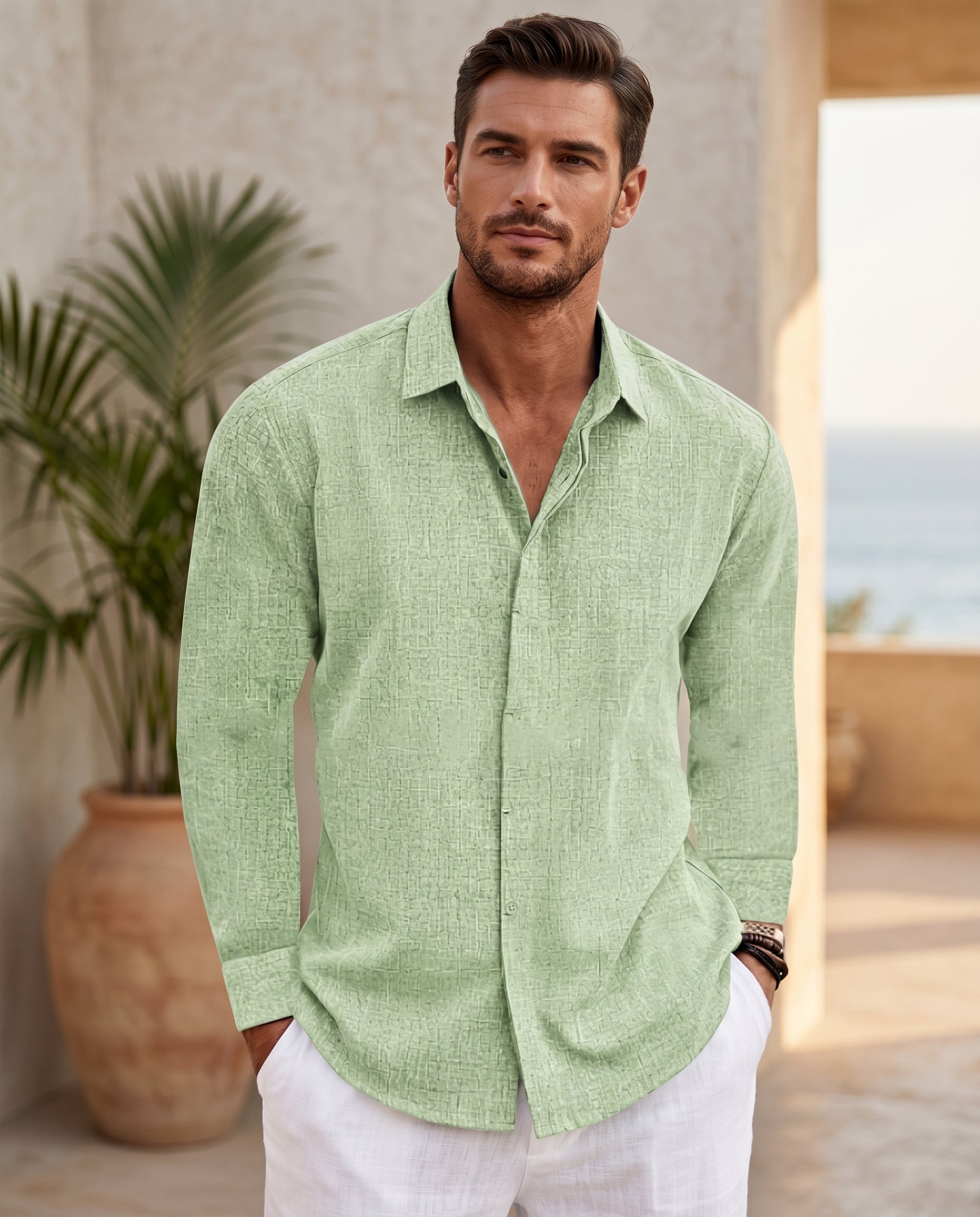 Oliver Heritage Long Sleeve on-model variant in Matcha