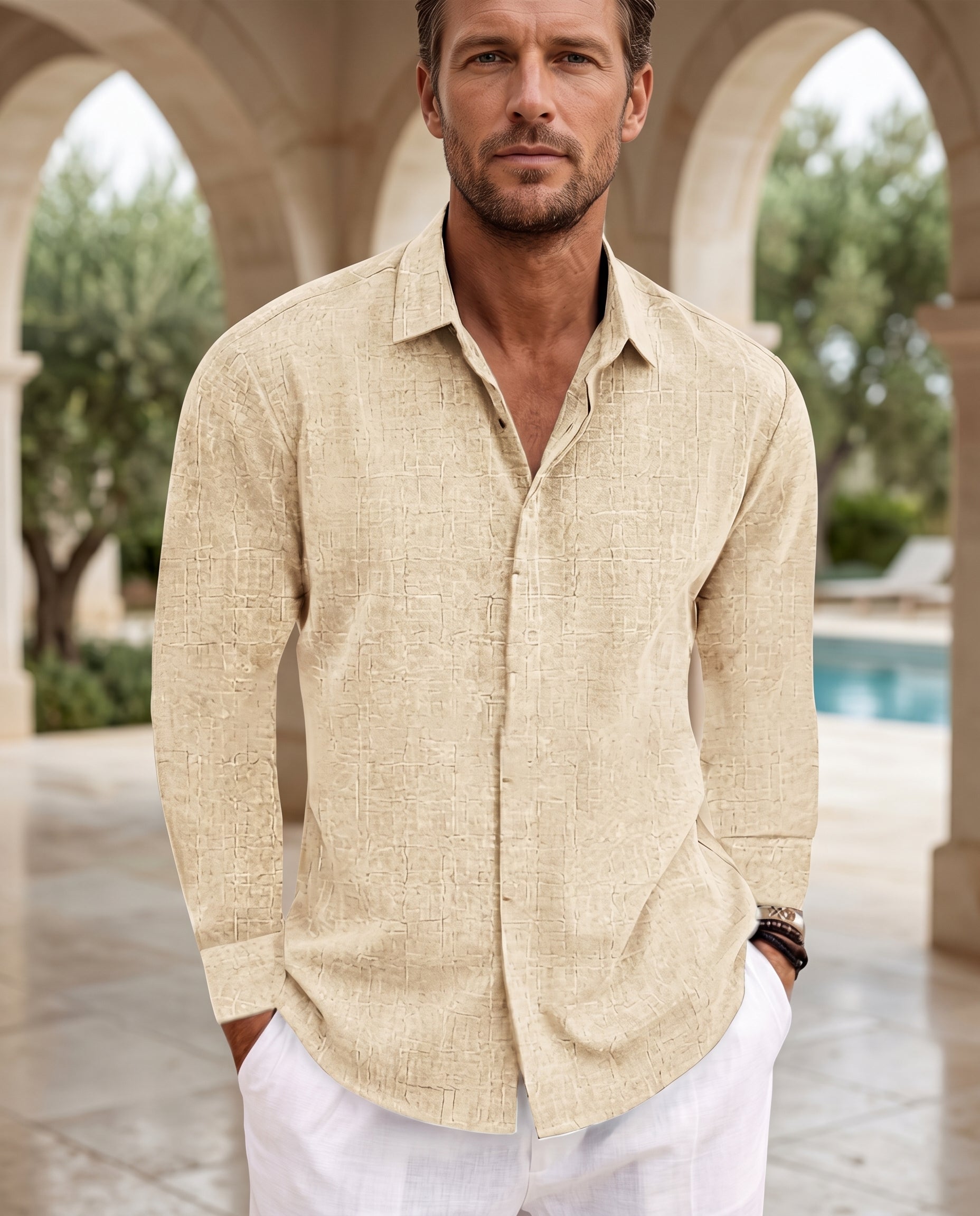 Oliver Heritage Long Sleeve on-model variant in Beige
