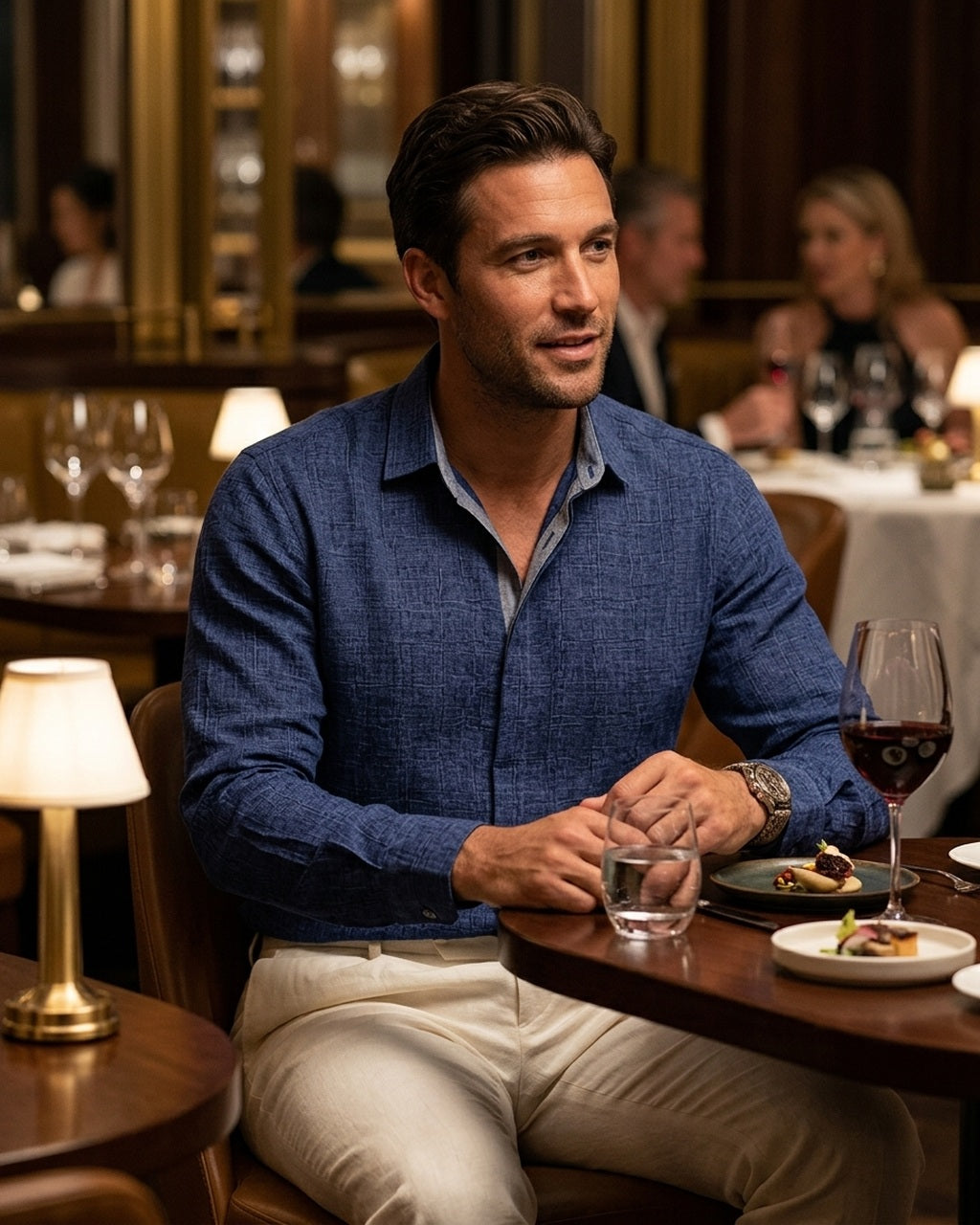 Oliver Heritage  – Long Sleeve lifestyle image date night restaurant