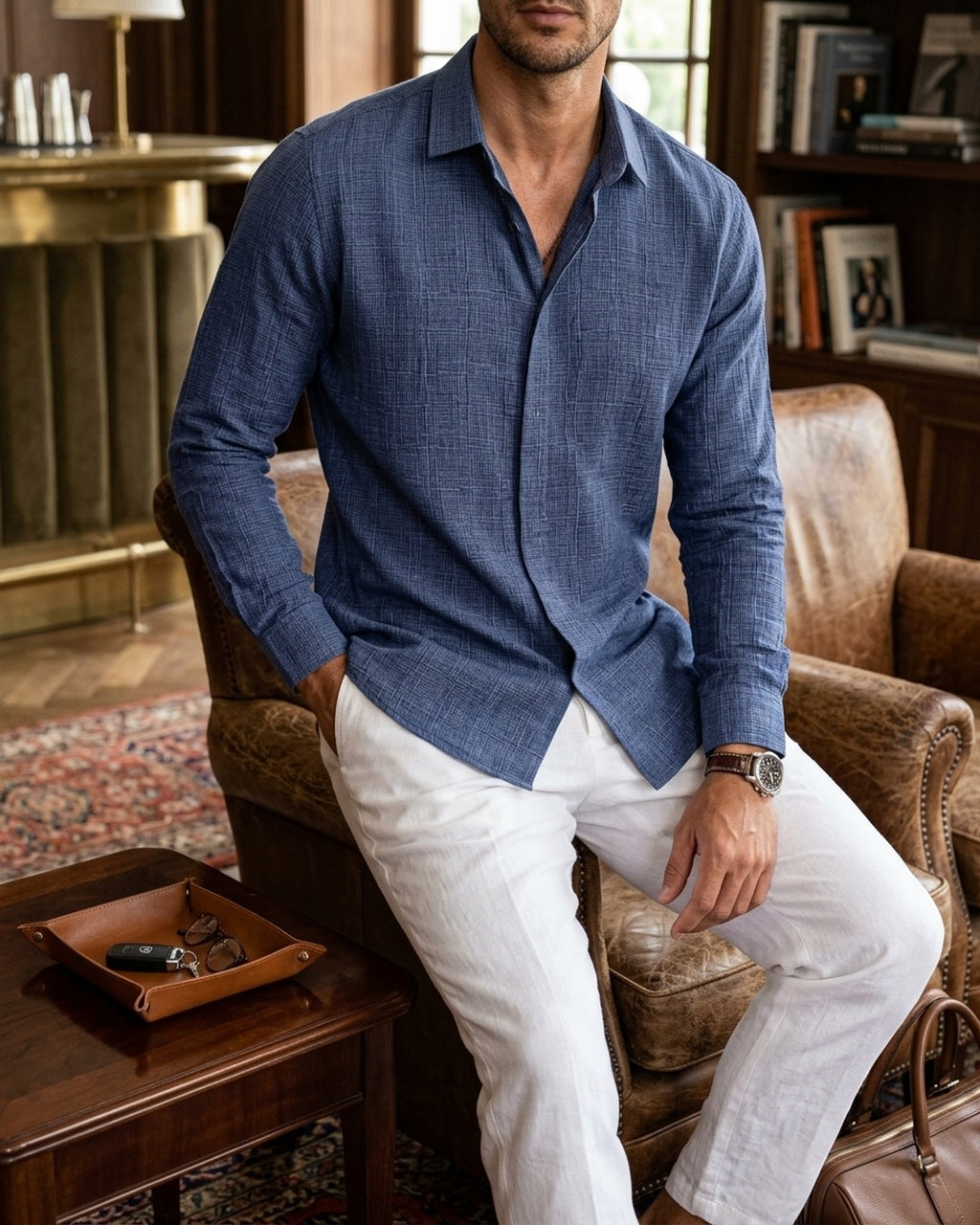 Oliver Heritage  – Long Sleeve lifestyle image hotel lounge