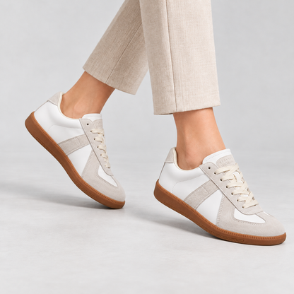 Ophelia Leather Low-Top Sneakers, Rounded Toe | Emory & Blanc