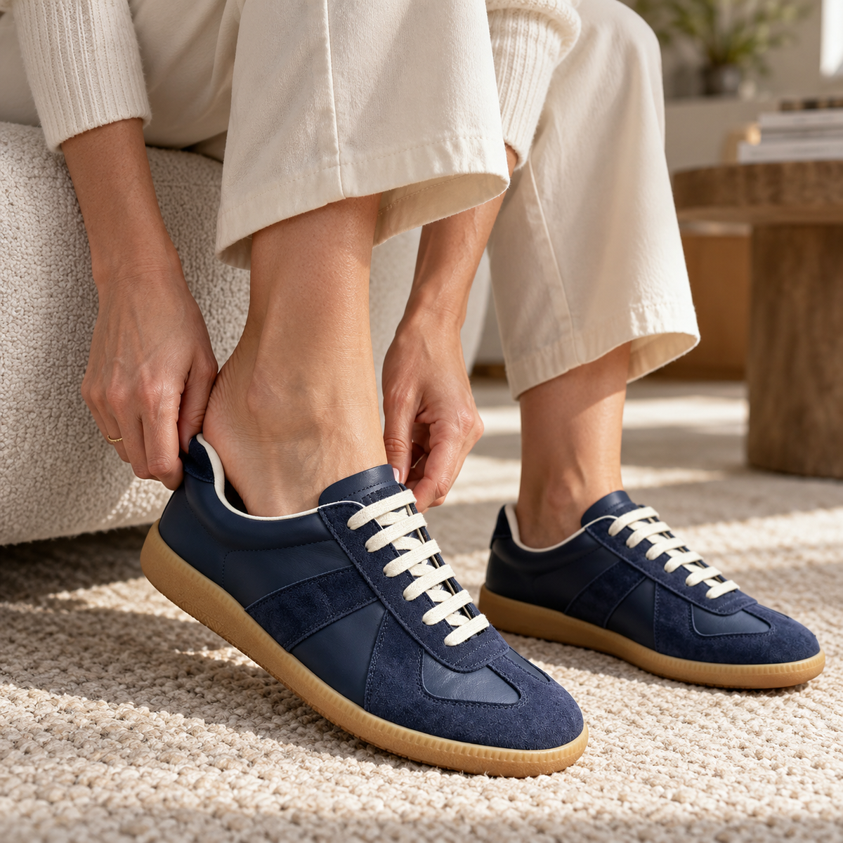 Ophelia Leather Low-Top Sneakers, Rounded Toe | Emory & Blanc