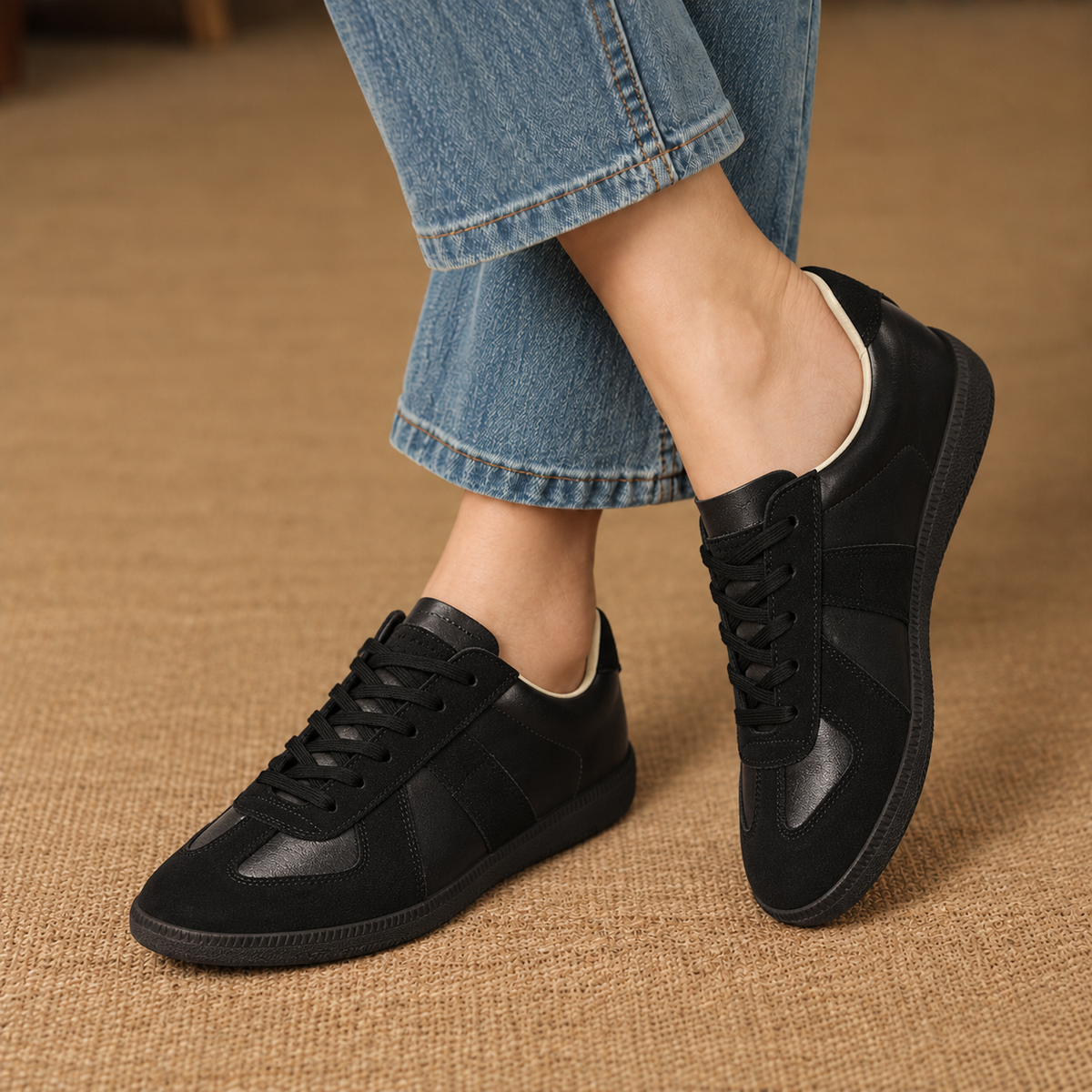 Ophelia Leather Low-Top Sneakers, Rounded Toe | Emory & Blanc