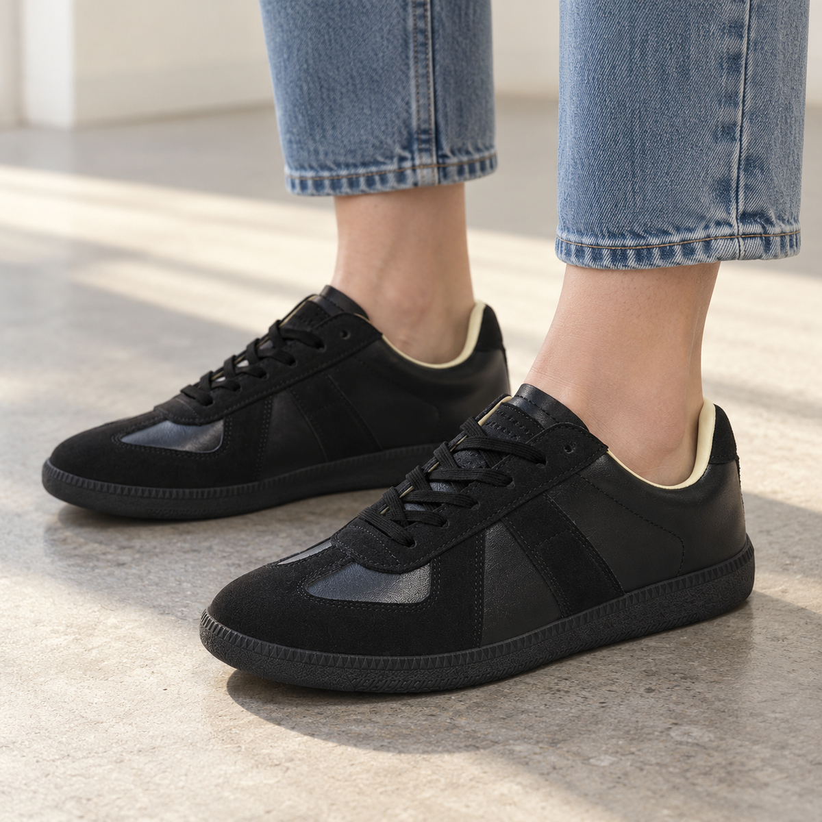 Ophelia Leather Low-Top Sneakers, Rounded Toe | Emory & Blanc