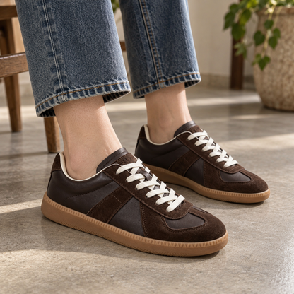 Ophelia Leather Low-Top Sneakers, Rounded Toe | Emory & Blanc