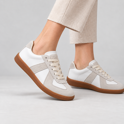 Ophelia Leather Low-Top Sneakers, Rounded Toe | Emory & Blanc