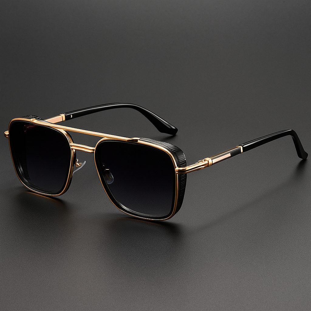 Orvin Lightweight Navigator Sunglasses — Black/Gold | Emory & Blanc