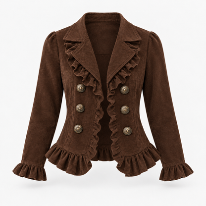 Ottoline Stretch Ruffle-Trim Jacket, Cropped | Emory & Blanc