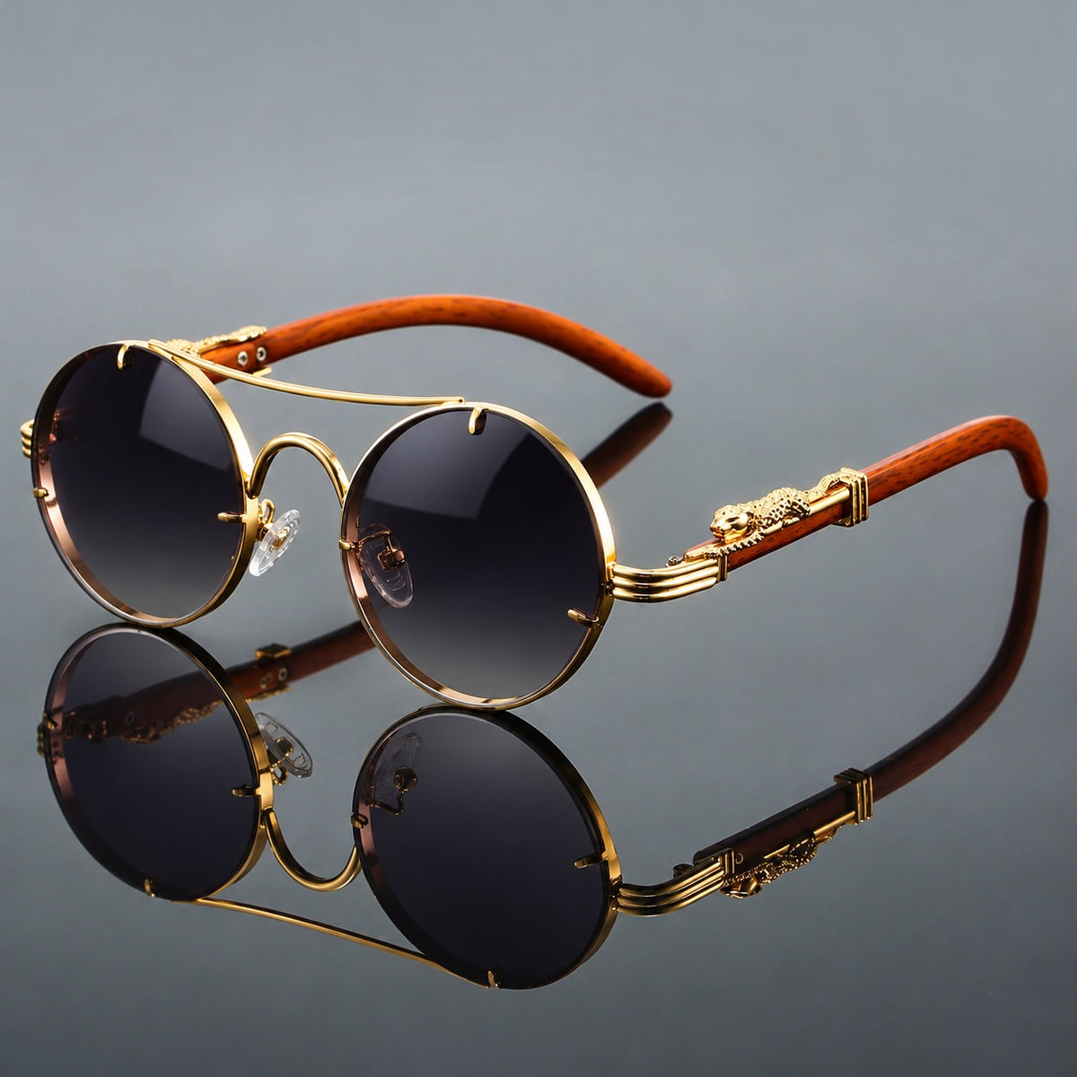 Palmer — Black Lens, Wood-Grain Arms | Emory & Blanc