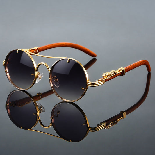 Palmer — Black Lens, Wood-Grain Arms | Emory & Blanc