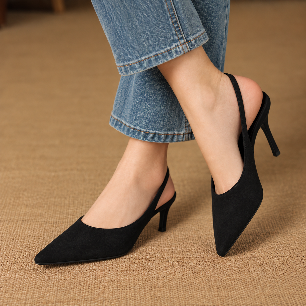 Paola Soft Pointed-Toe Slingback Heels | Emory & Blanc