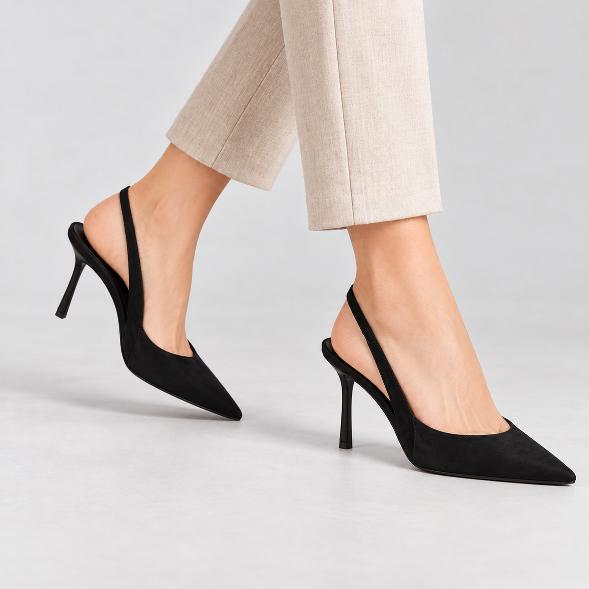 Paola Soft Pointed-Toe Slingback Heels | Emory & Blanc