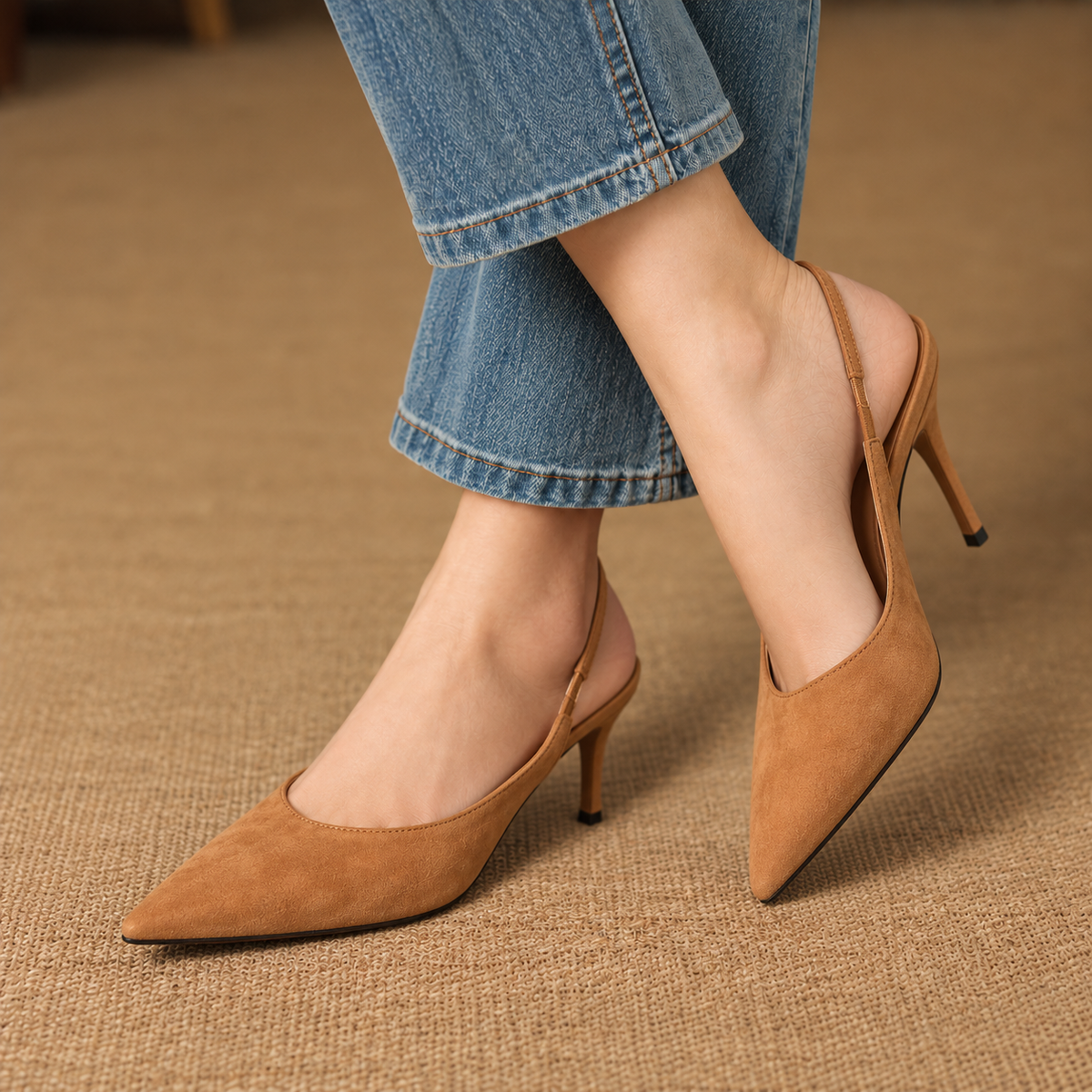 Paola Soft Pointed-Toe Slingback Heels | Emory & Blanc