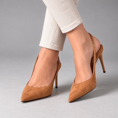 Paola Soft Pointed-Toe Slingback Heels — Brown | Emory & Blanc