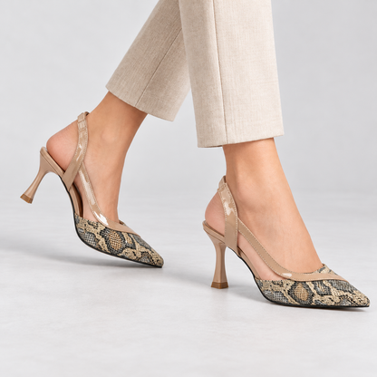 Paulette Stretch Slingback Heels | Emory & Blanc