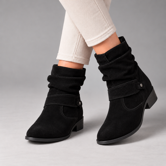 Perline Comfort Slouch Mid-Calf Boots — Black | Emory & Blanc