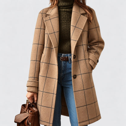 Philippa Relaxed Fit Coat — Beige Plaid | Emory & Blanc