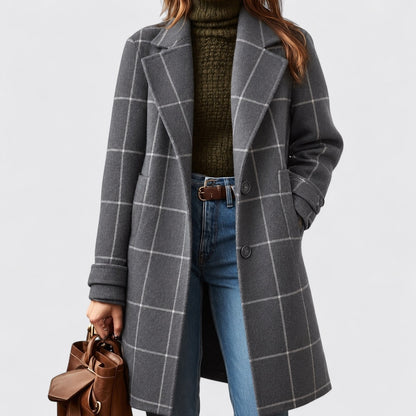 Philippa Relaxed Fit Coat — Gray — Striped | Emory & Blanc