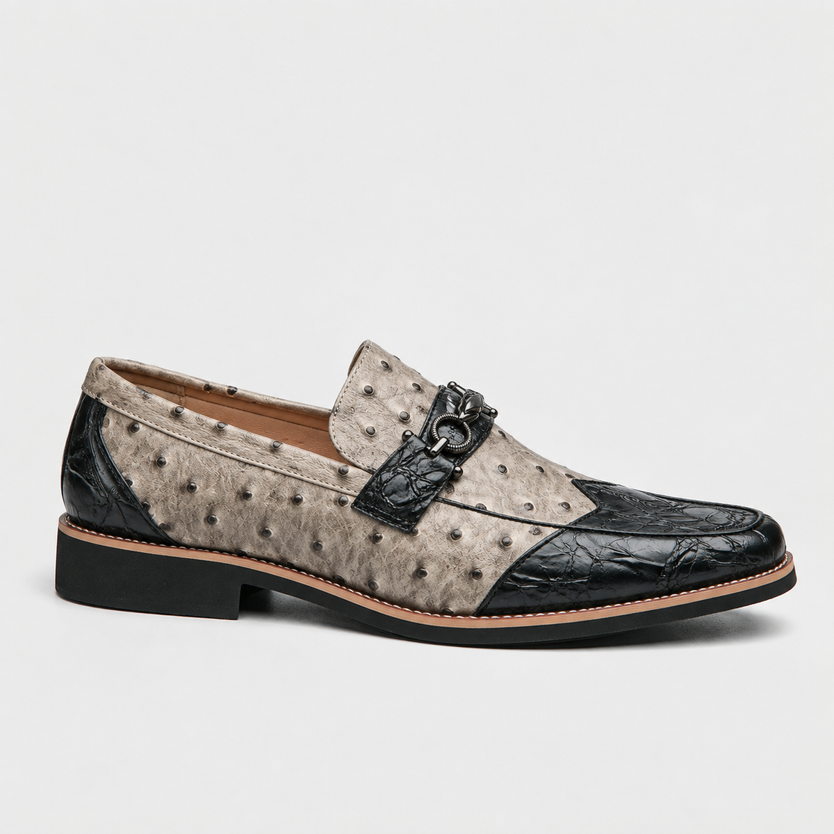 Porter Easy Slip-On Dress Loafers — Black / Beige | Emory & Blanc